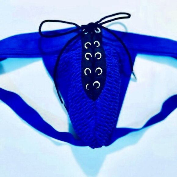 FIZX Mark by Undergear Solid Knit Lace-up Athletic Supporter/Jock- Blue / Black - Picture 6 of 13